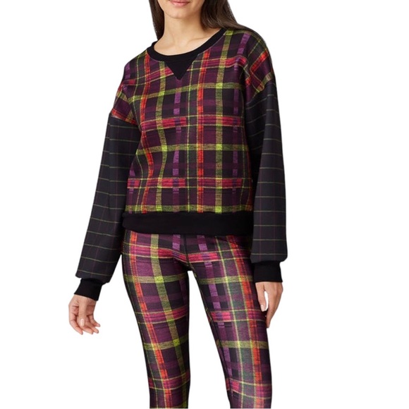 Terez As If Plaid Sweatshirt Top Long Sleeve Size Medium Pre-Loved - Picture 1 of 7